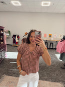 Gingham Plaid Ruffle Top