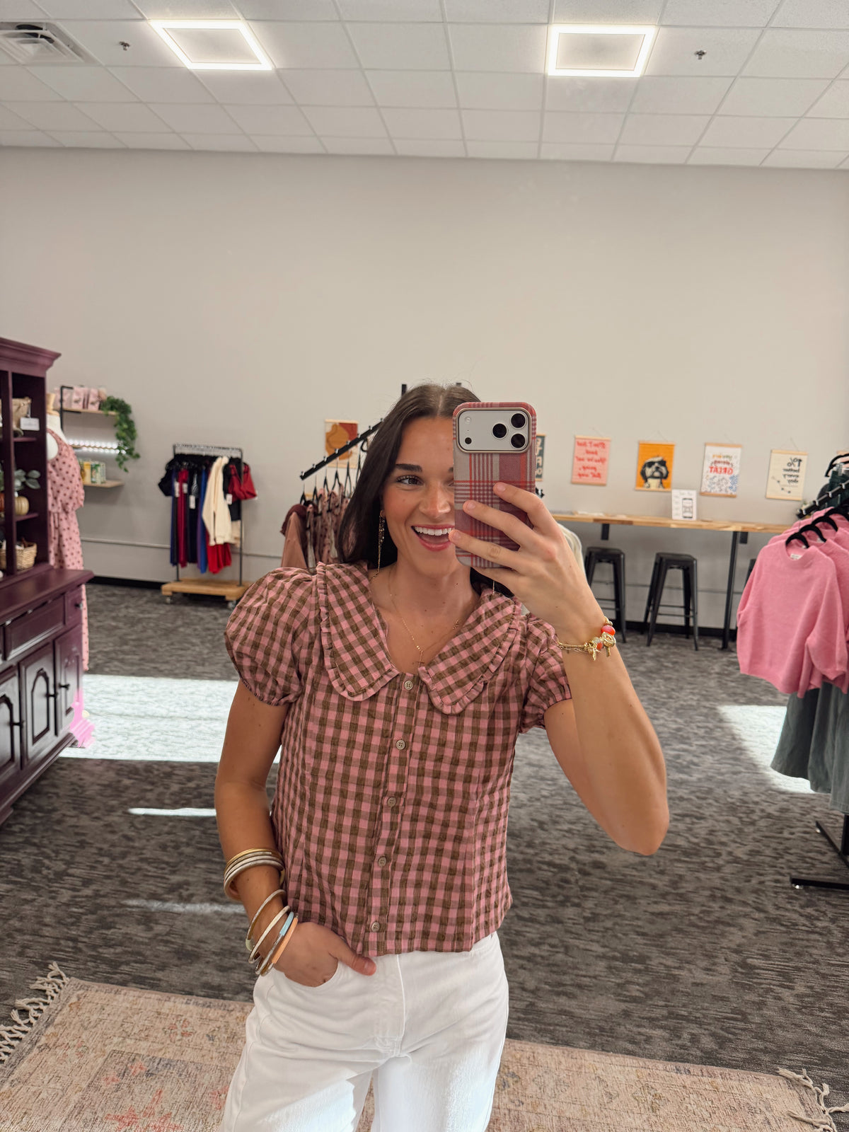 Gingham Plaid Ruffle Top