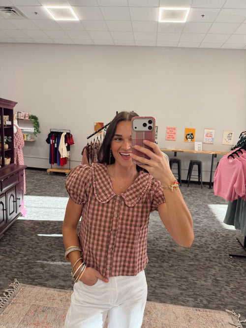 Gingham Plaid Ruffle Top