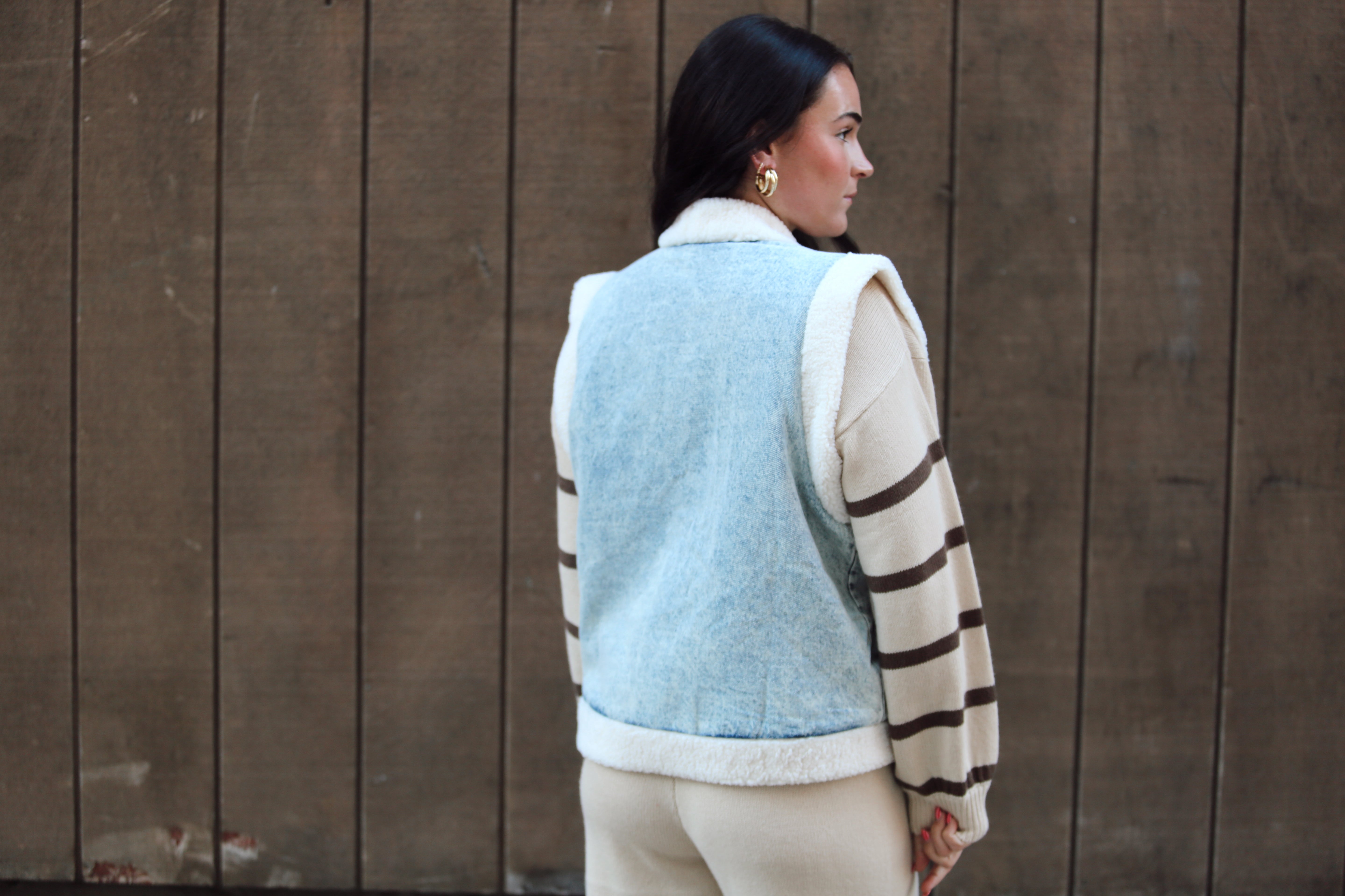 Frankie Fleece Denim Vest