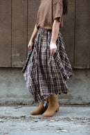 Plaid Unevenhem Mini Skirt