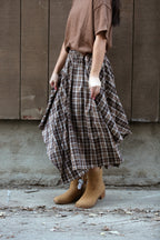 Plaid Unevenhem Mini Skirt