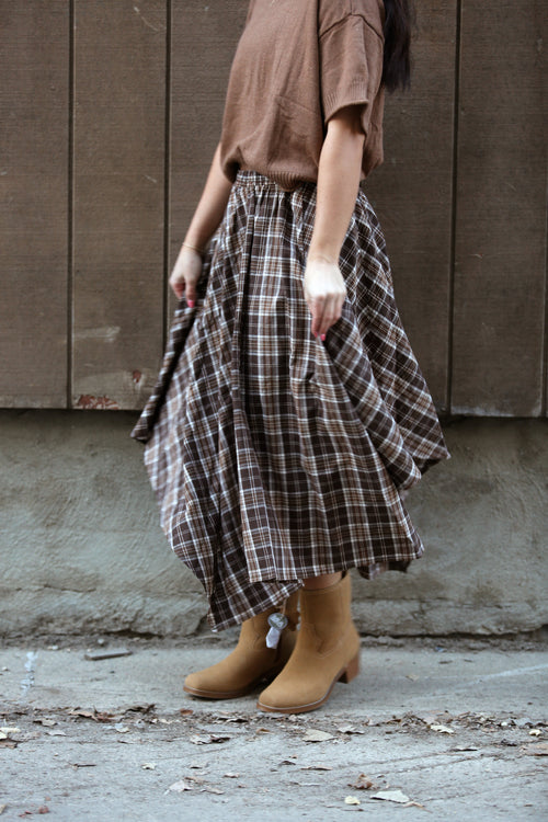 Plaid Unevenhem Mini Skirt