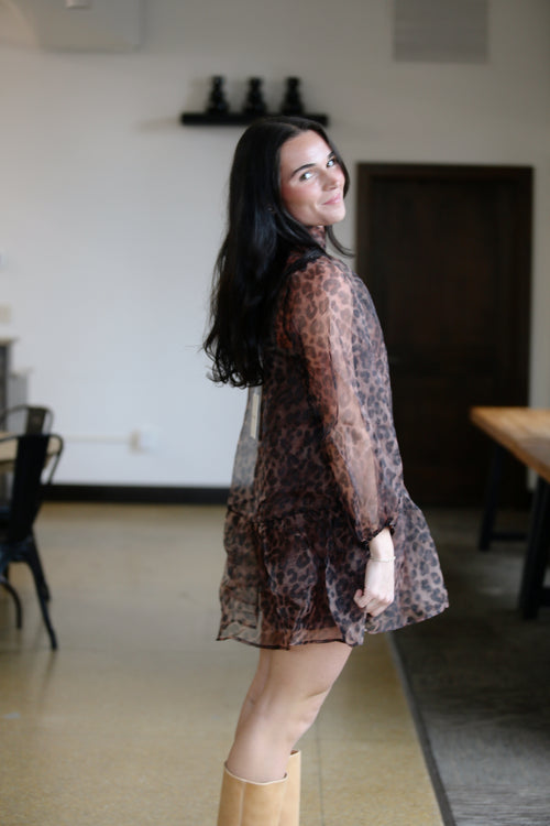Balloon Leopard Mini Dress
