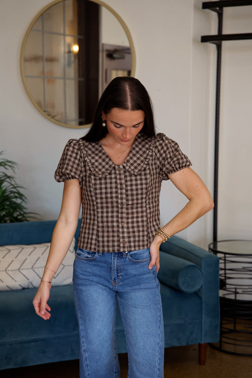 Gingham Plaid Ruffle Top