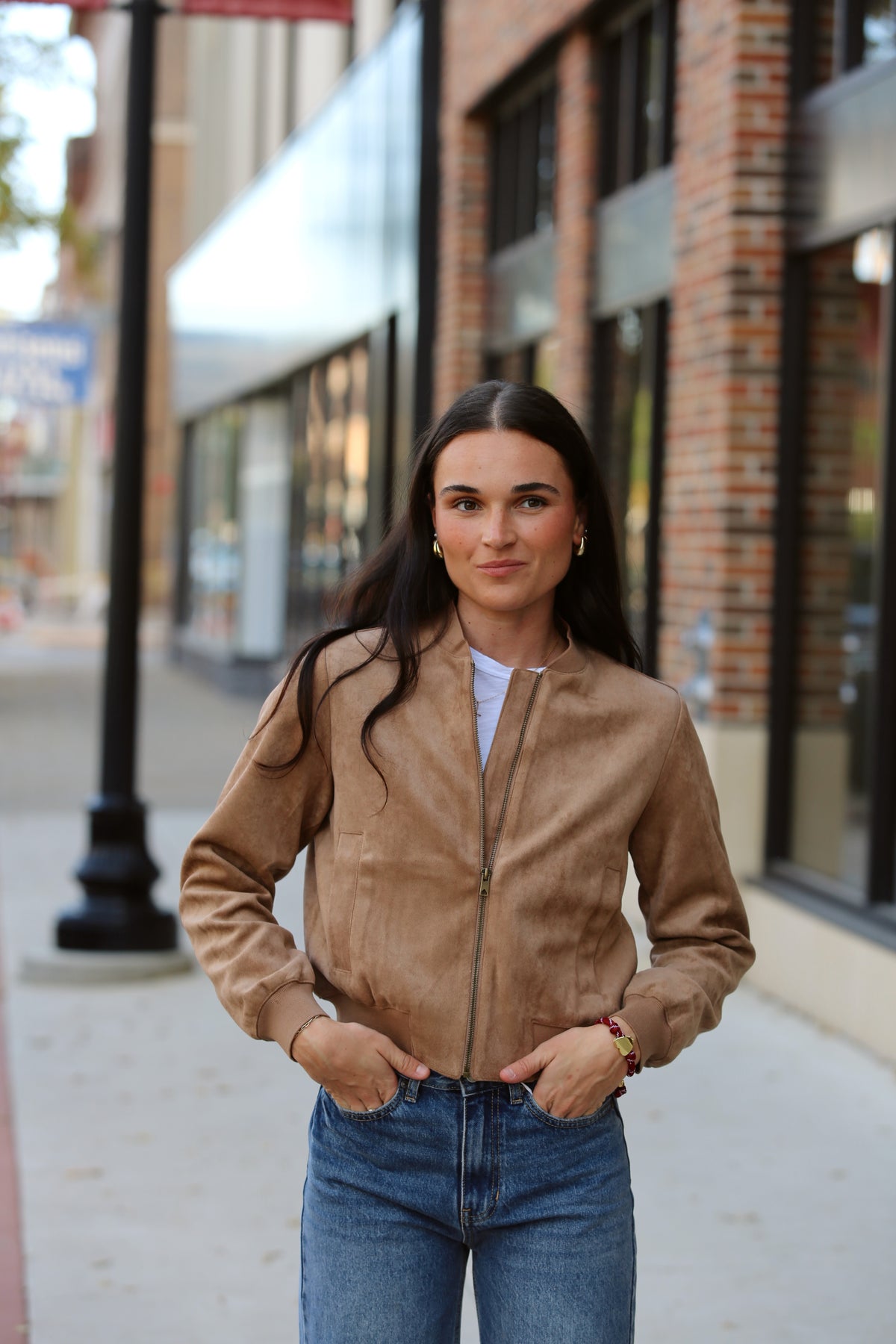 Classy Suede Bomber Jacket