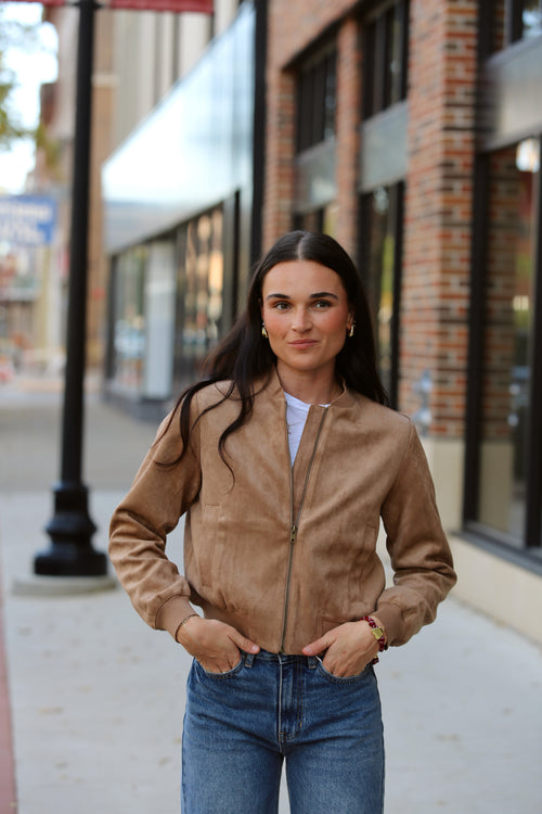 Classy Suede Bomber Jacket