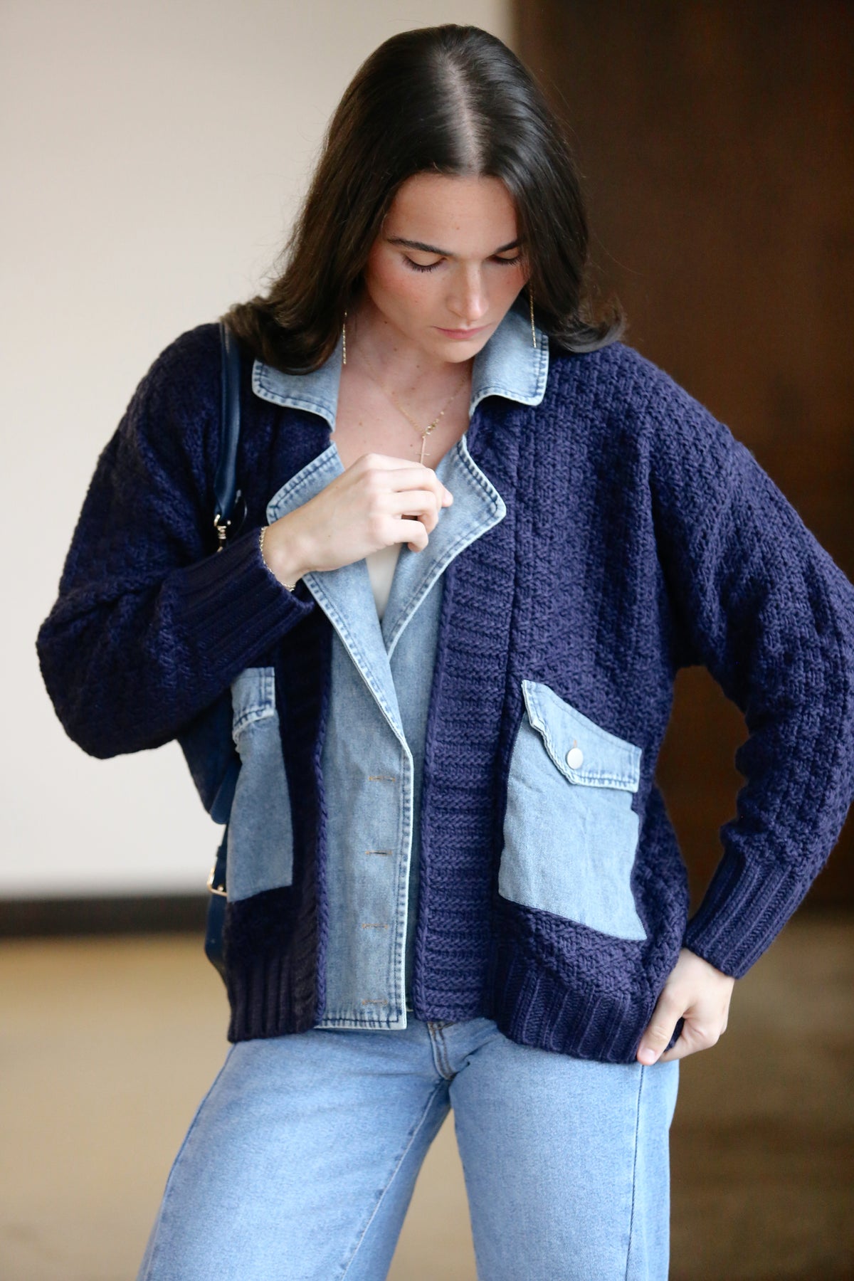 David Denim Sweater Cardi