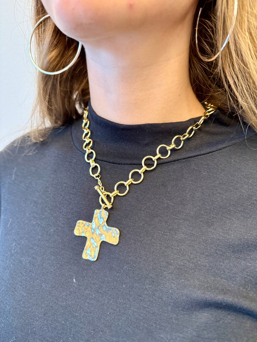 Cross Front Toggle Necklace
