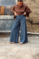 Printed Pinstriped Pants