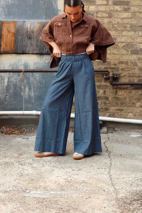 Printed Pinstriped Pants