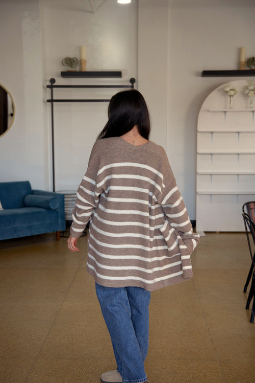 Taupe Stripe Cardigan
