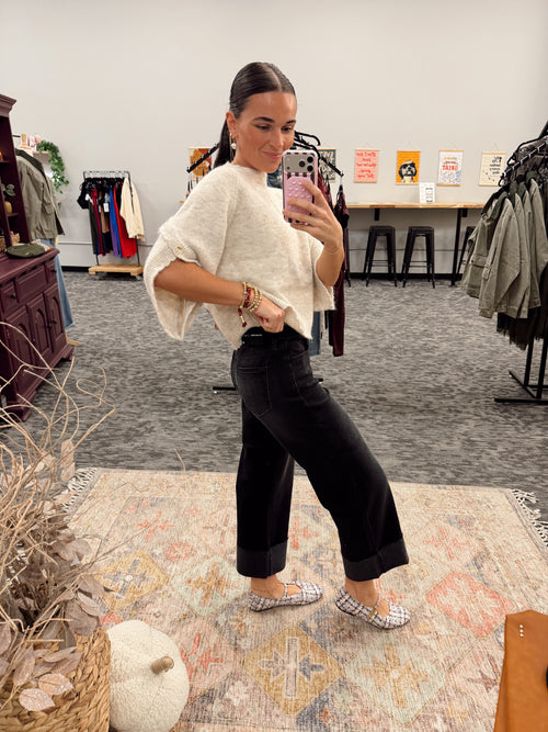 Scissor Cut Cuffed Wide Leg