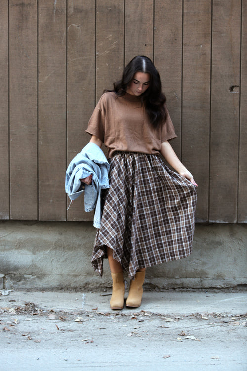 Plaid Unevenhem Mini Skirt