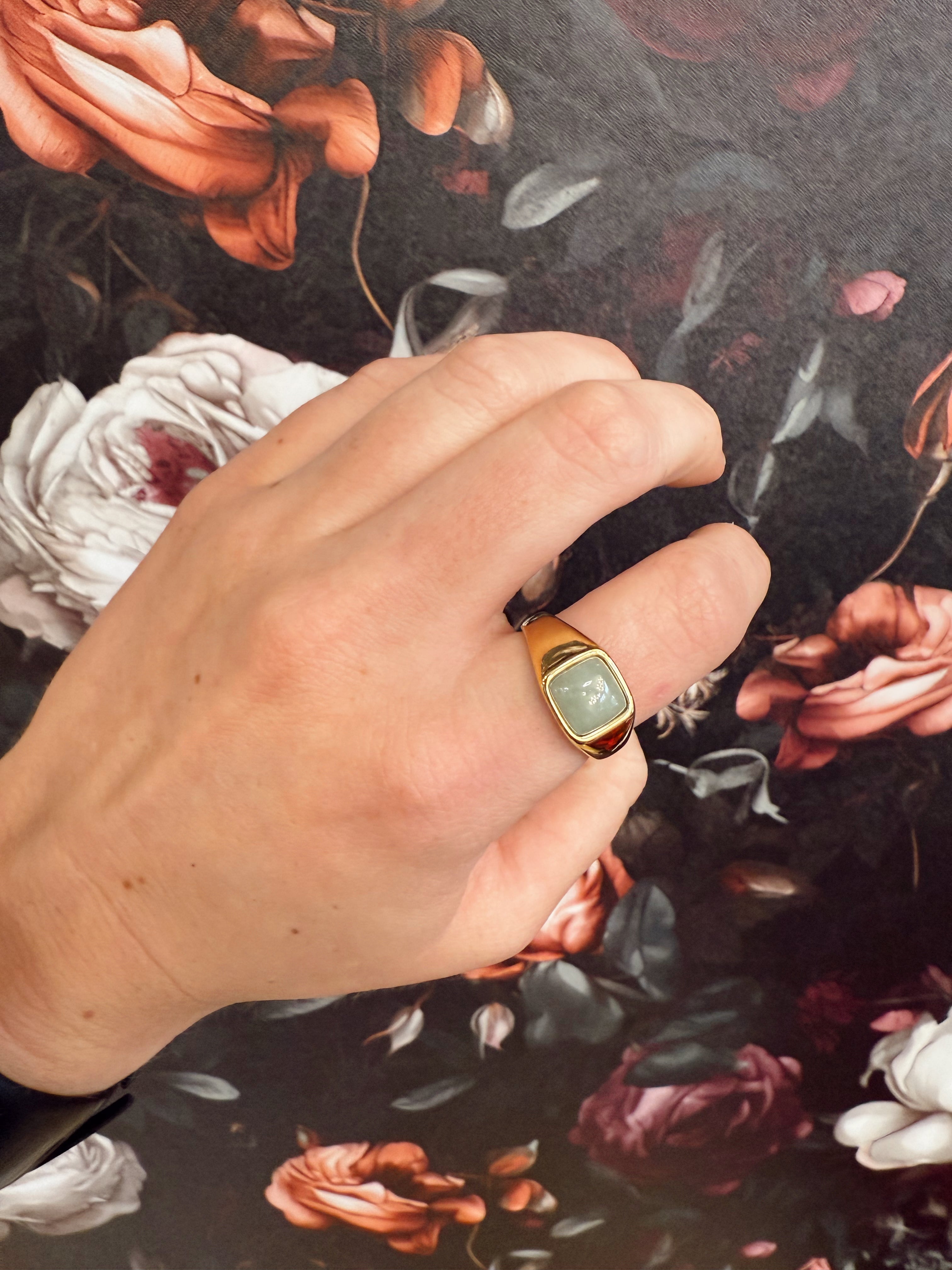 Emerald Green Signet Ring