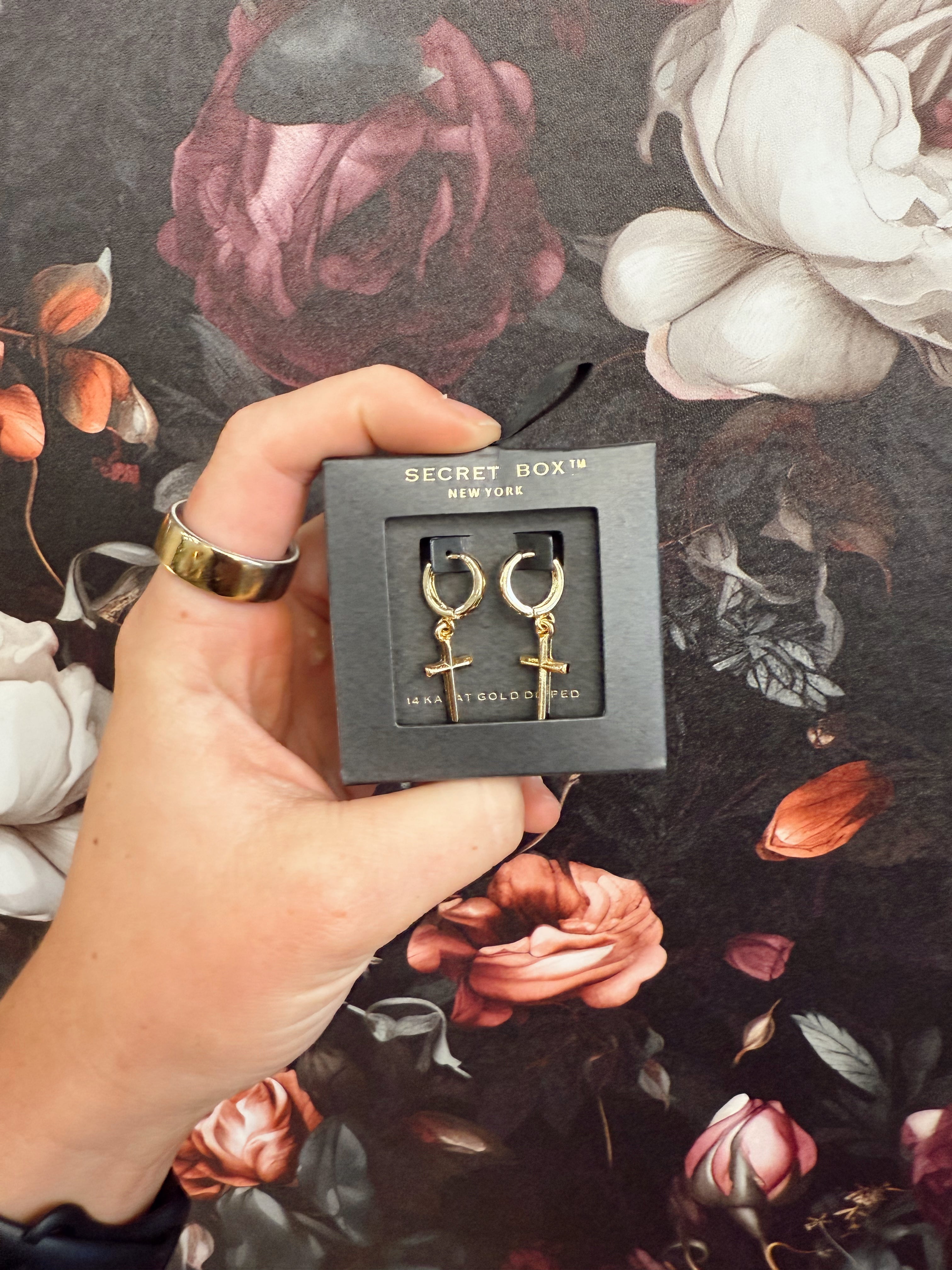 Cross Charm Hoop Earrings