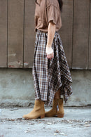Plaid Unevenhem Mini Skirt