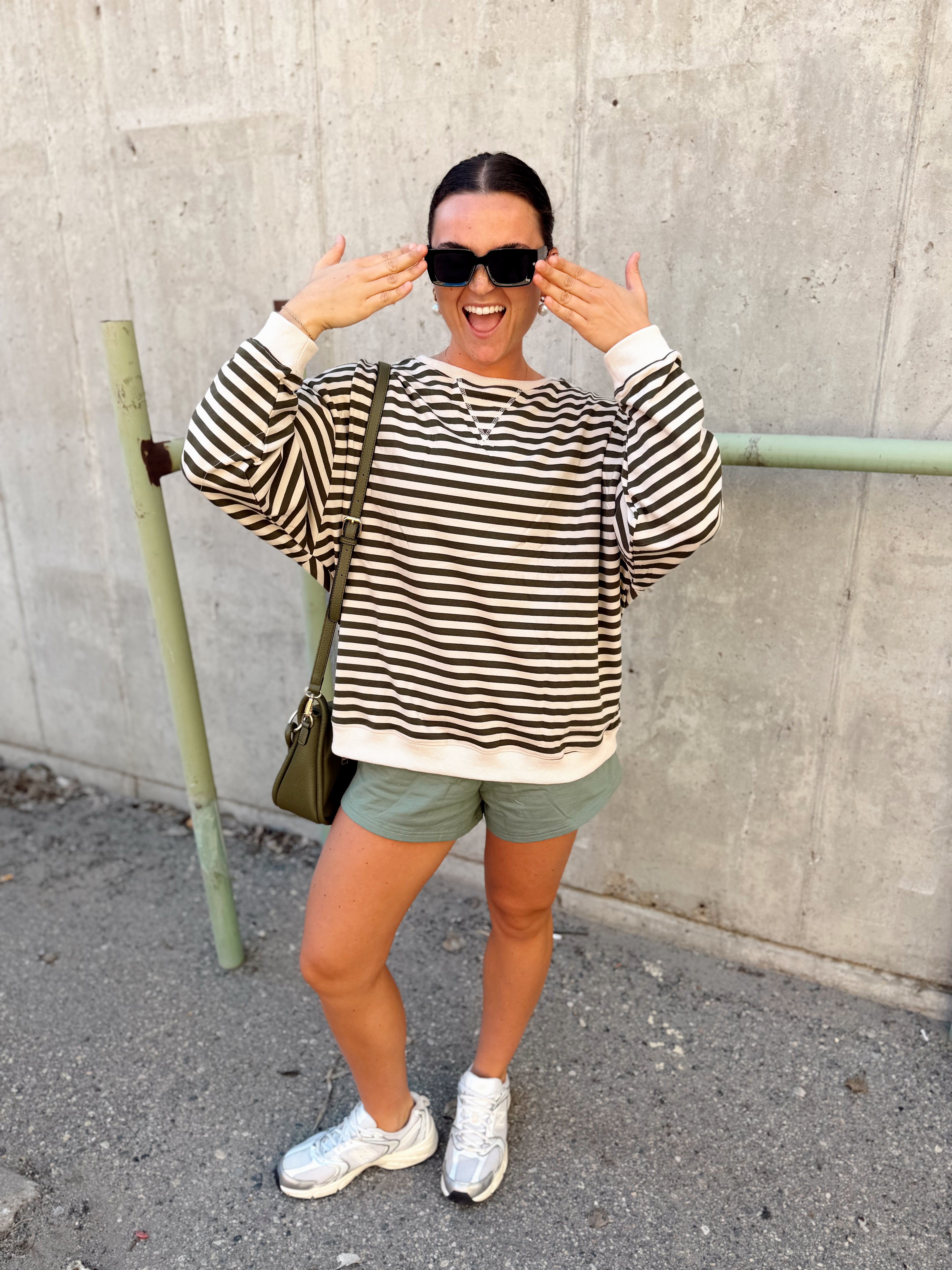 Olive Stripe Knit Sweater
