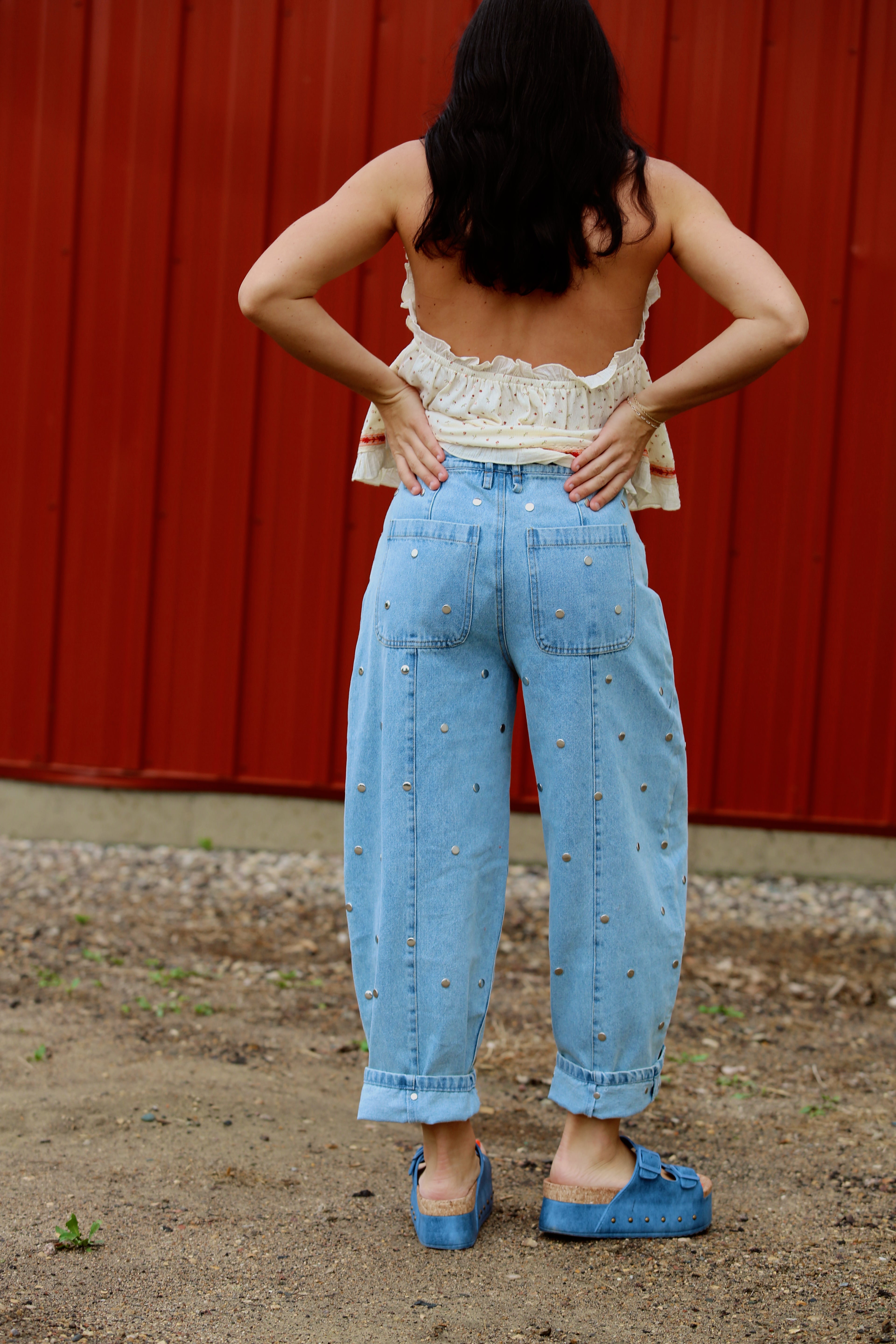 Studded Barrel Pants