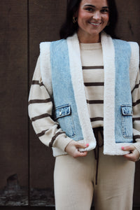 Frankie Fleece Denim Vest