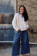 Denim Collar Sweater