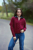 Denim Collar Sweater