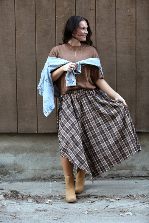 Plaid Unevenhem Mini Skirt