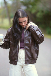 Vegan Leather Hooded Jacket