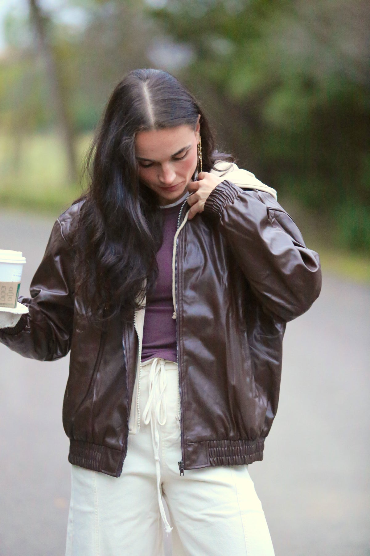 Vegan Leather Hooded Jacket