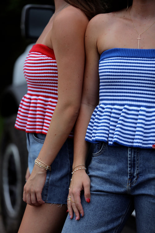 Striped Knit Tube Top