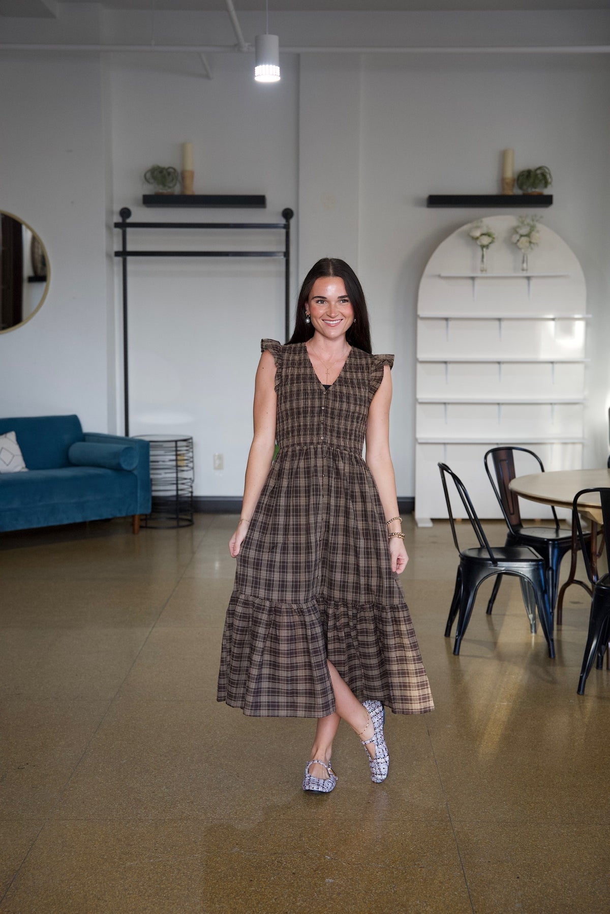 Gingham Tiered Maxi Dress