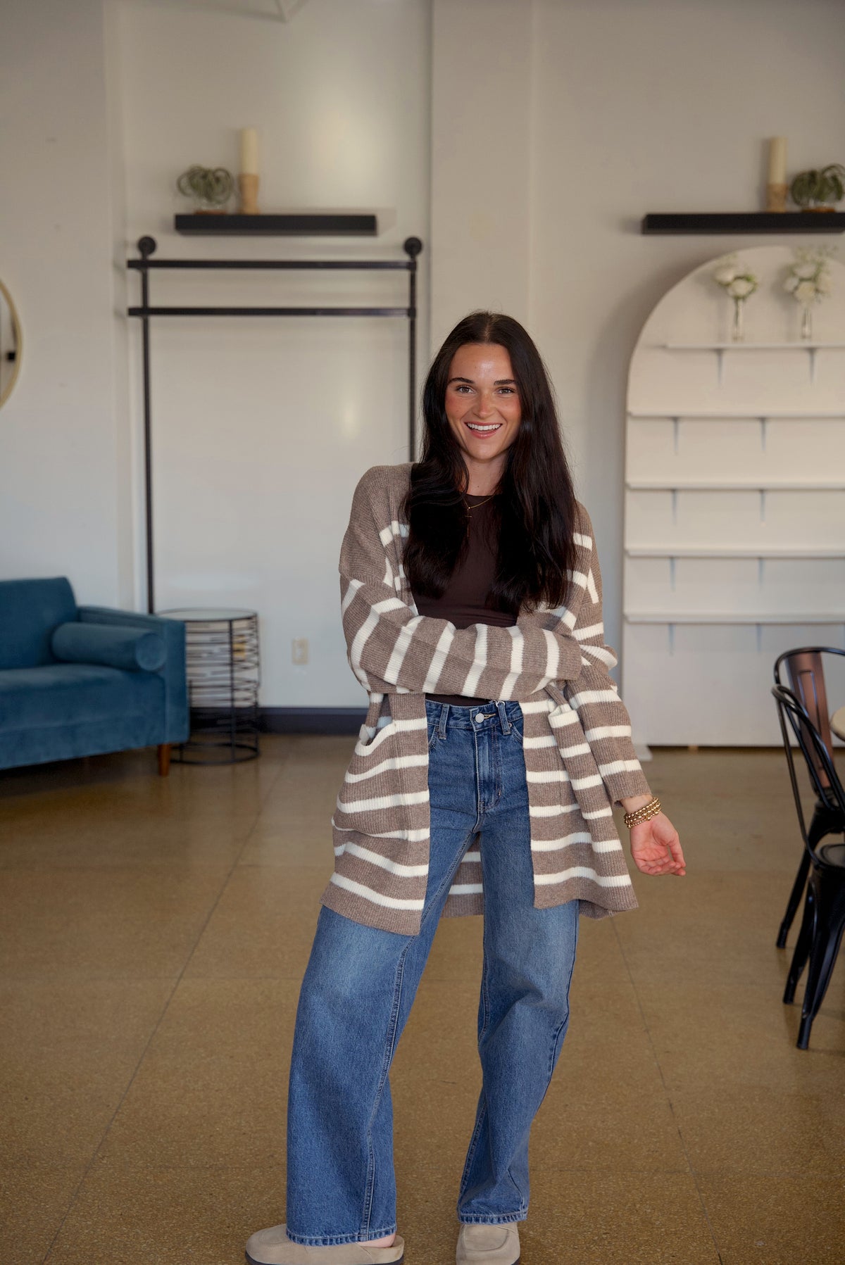 Taupe Stripe Cardigan