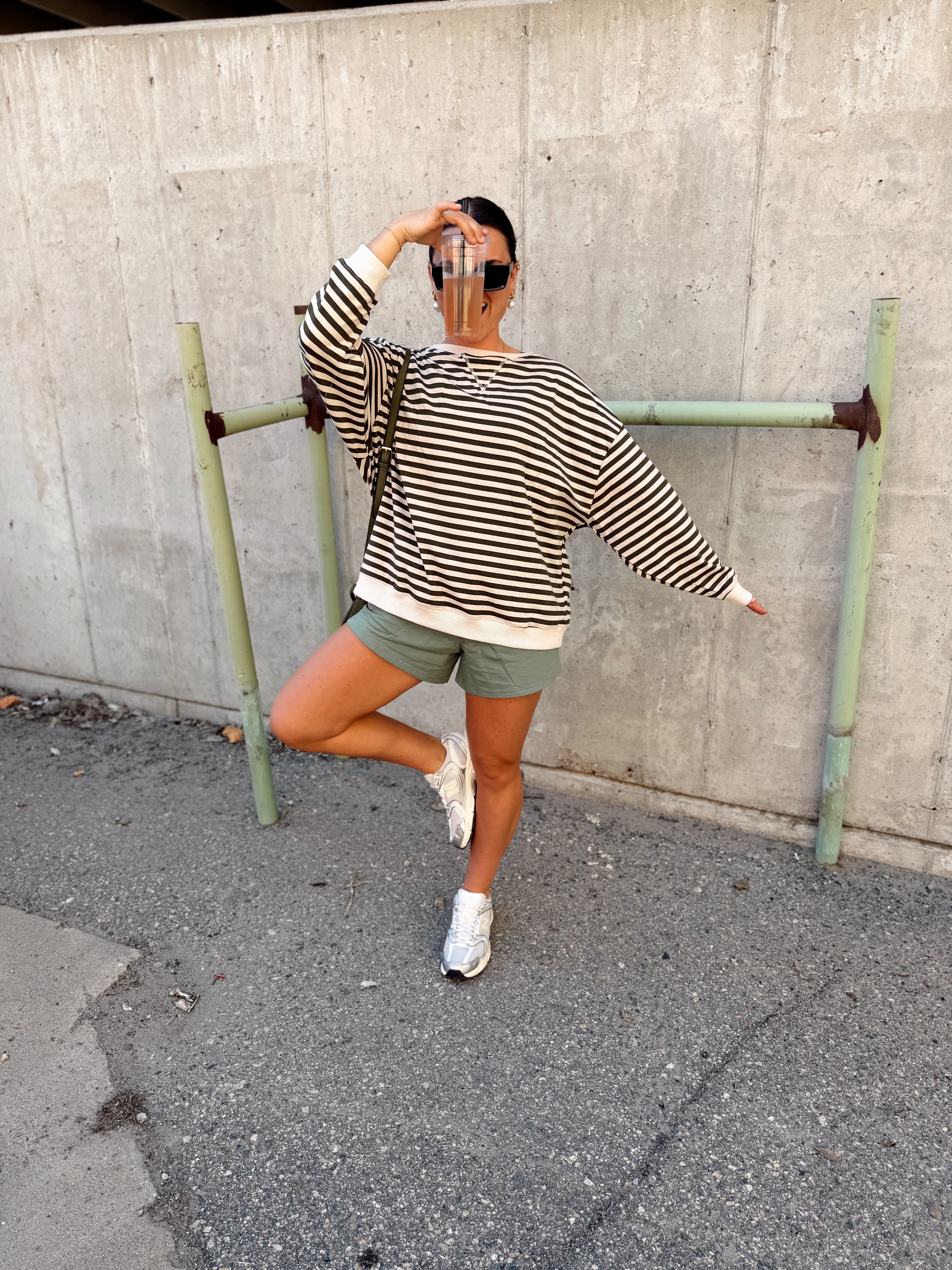 Olive Stripe Knit Sweater