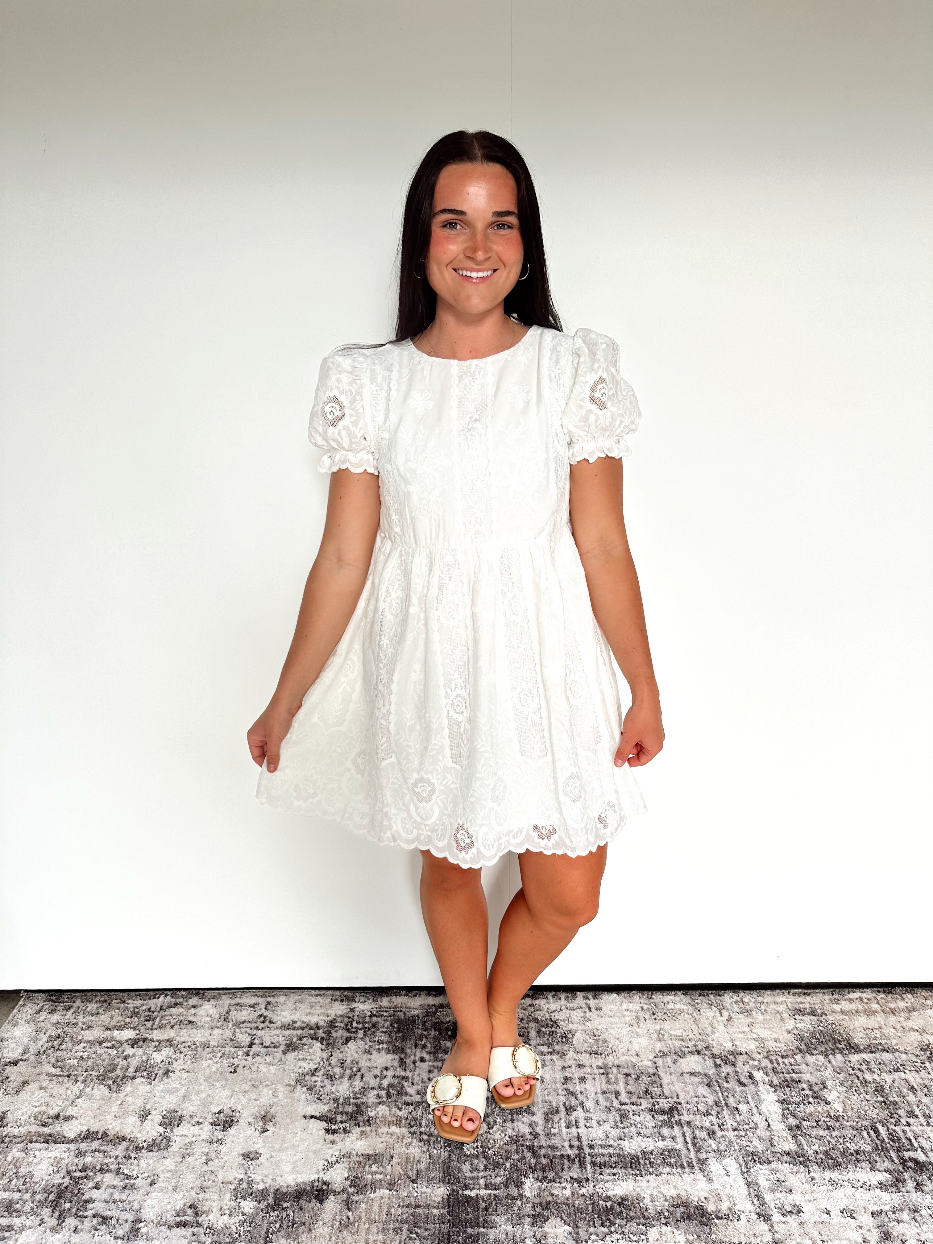 White Lace Charm Dress