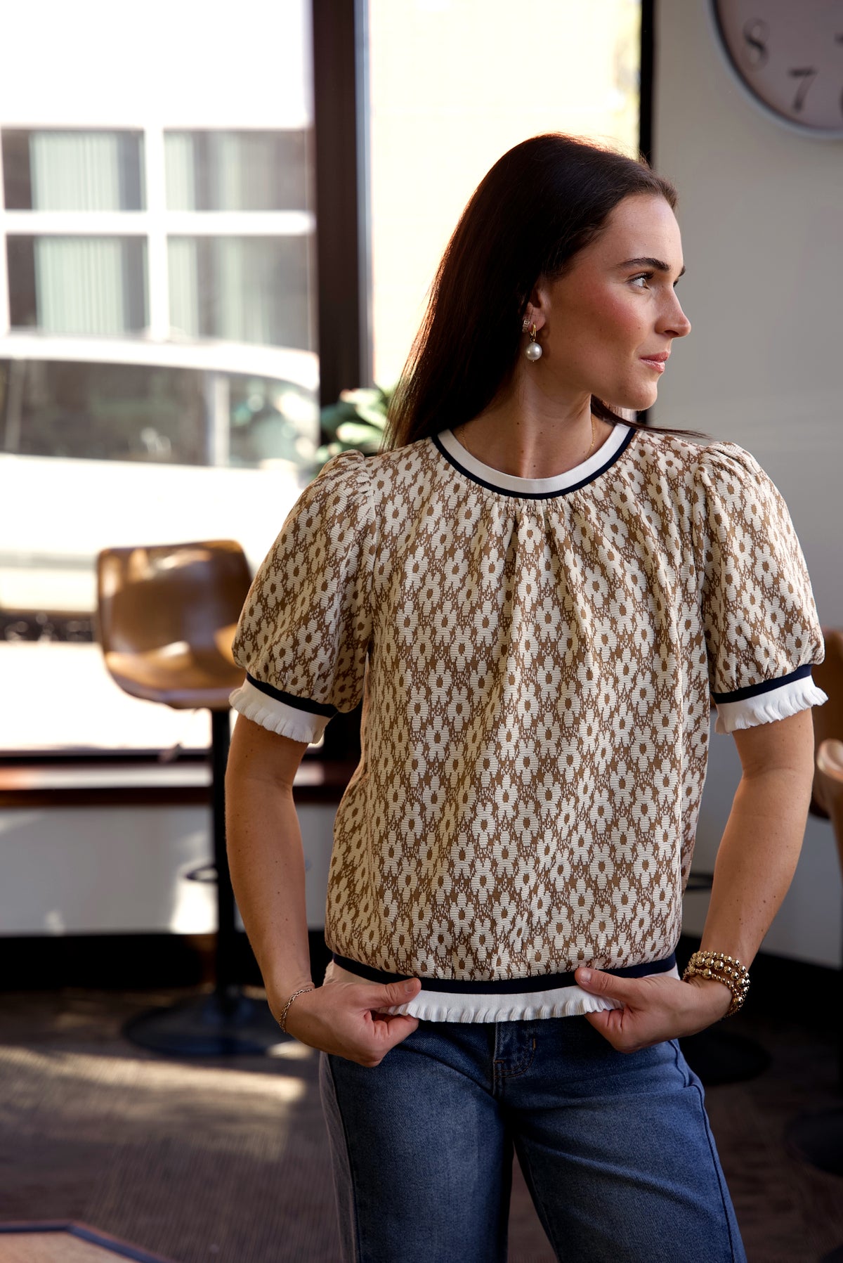 Frann Floral Puff Top