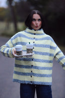 Button Stripe Cardi - OVERSIZED