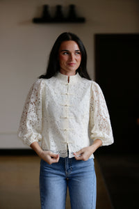 Lenard Lace Button Top