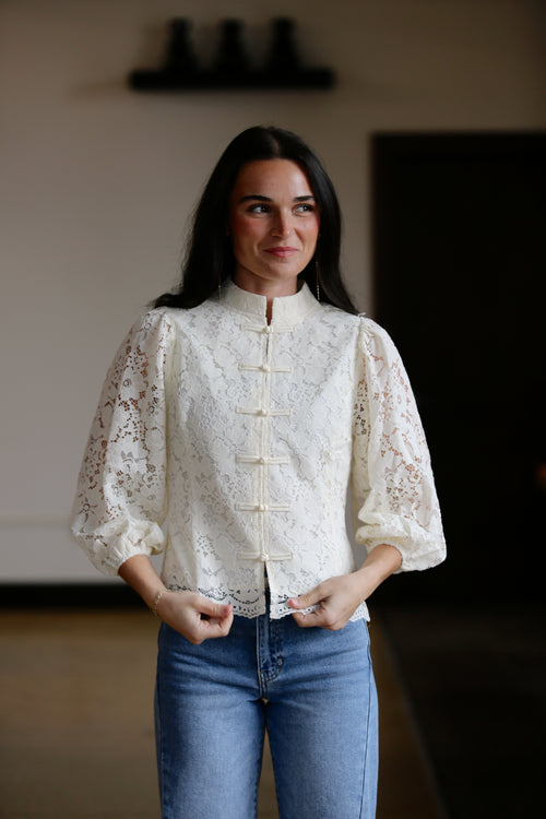 Lenard Lace Button Top
