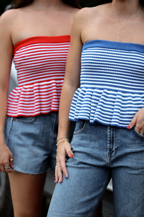 Striped Knit Tube Top