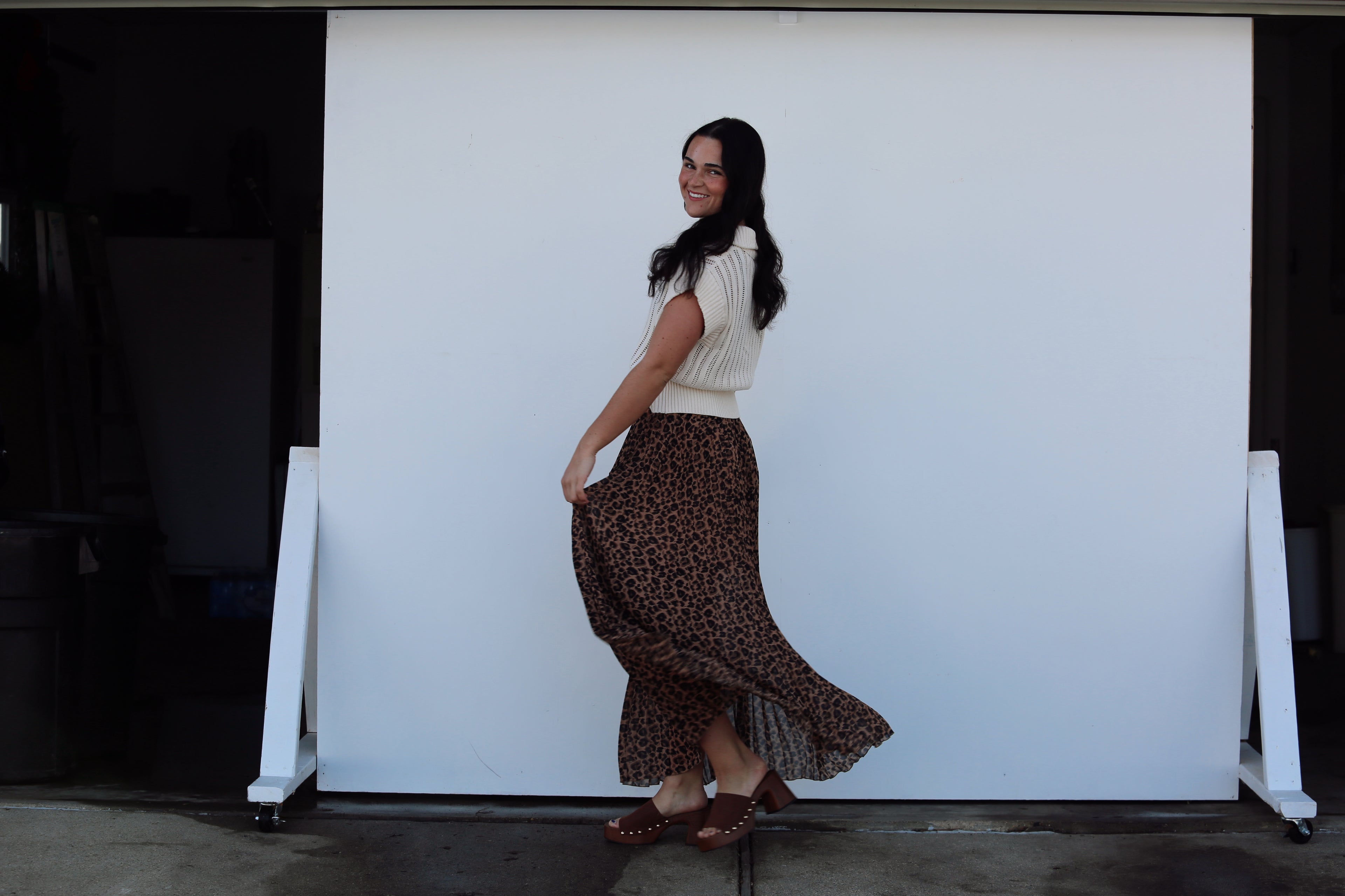 Louis Leopard Pleated Skirt