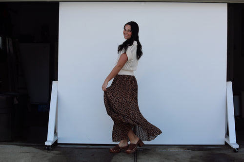 Louis Leopard Pleated Skirt