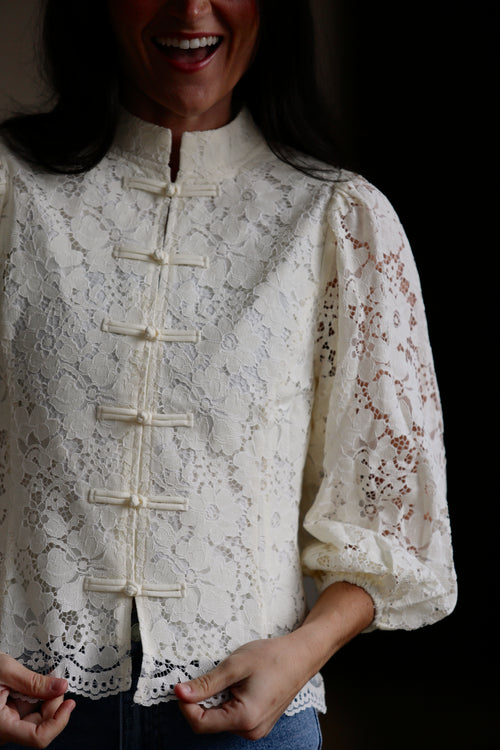 Lenard Lace Button Top