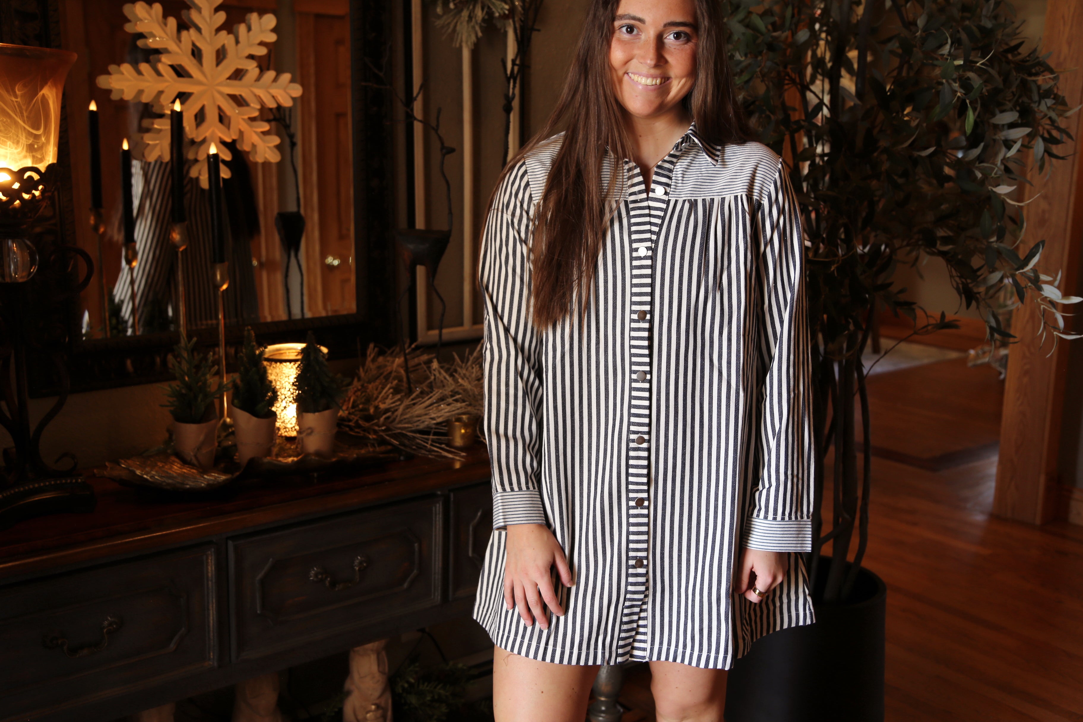 Sassy Stipe Babydoll Dress