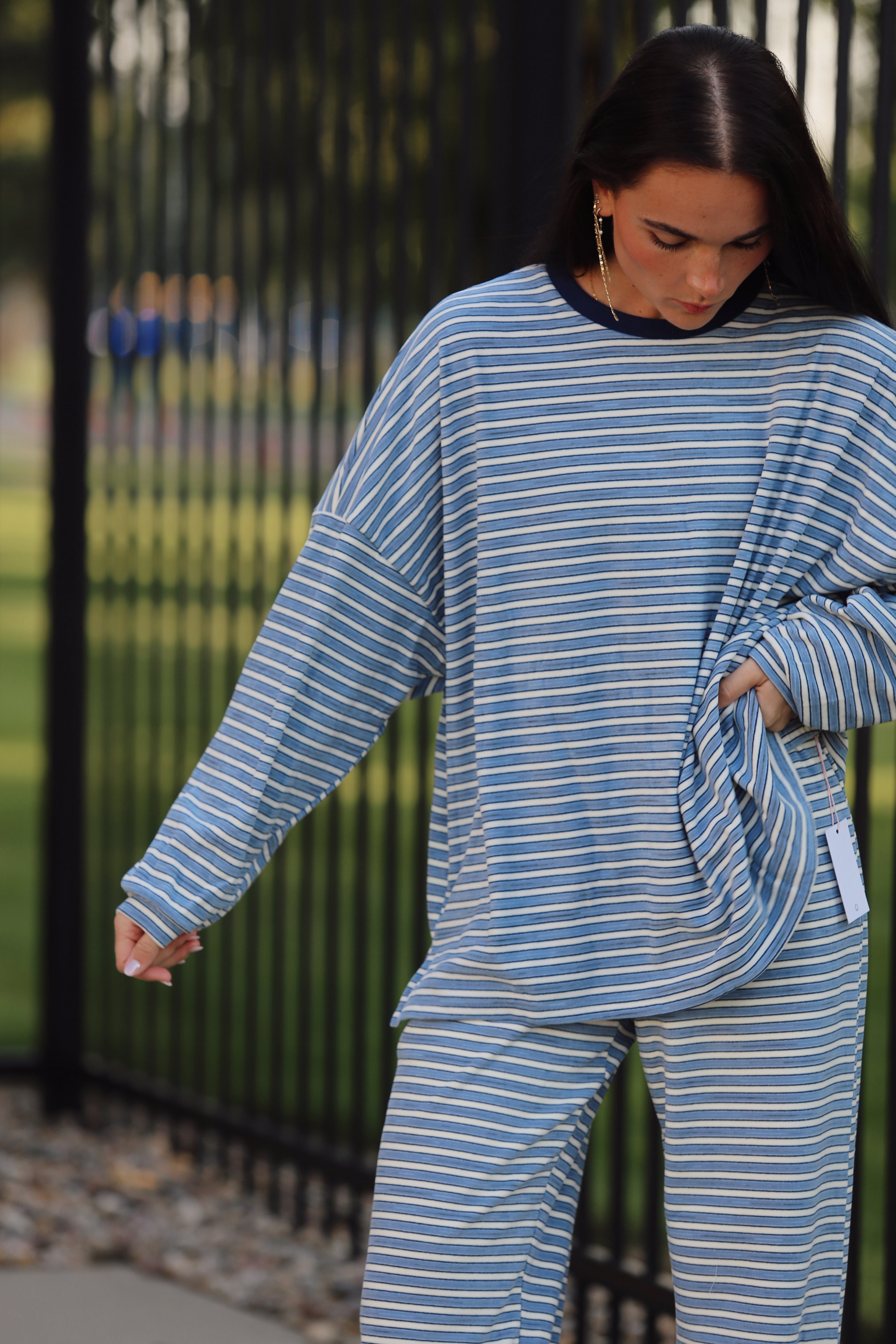 Morgan Blue Long Sleeve Top
