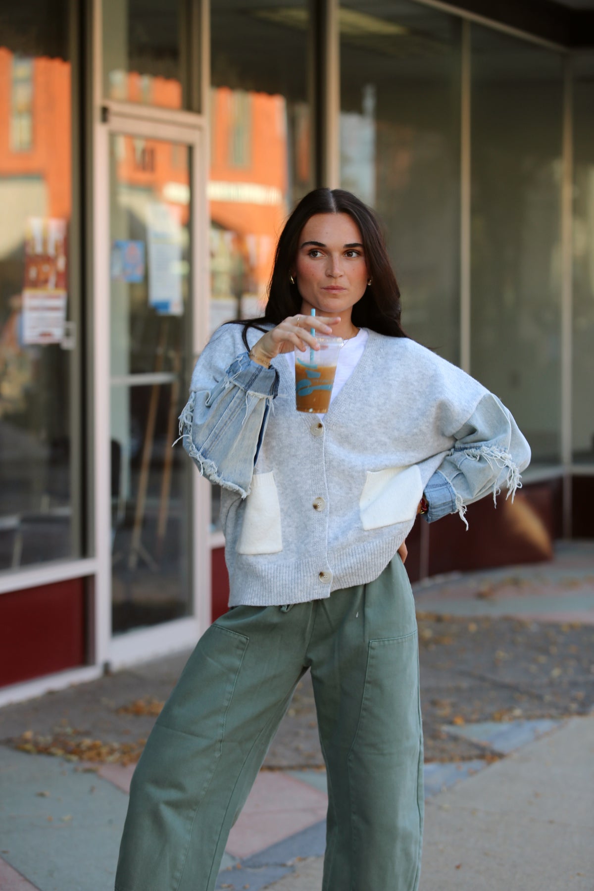 Distressed Denim Cardigan