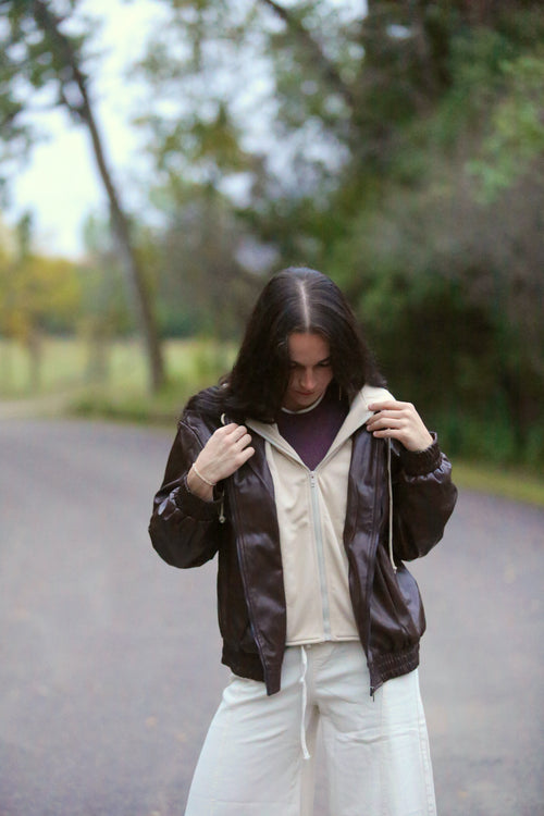 Vegan Leather Hooded Jacket