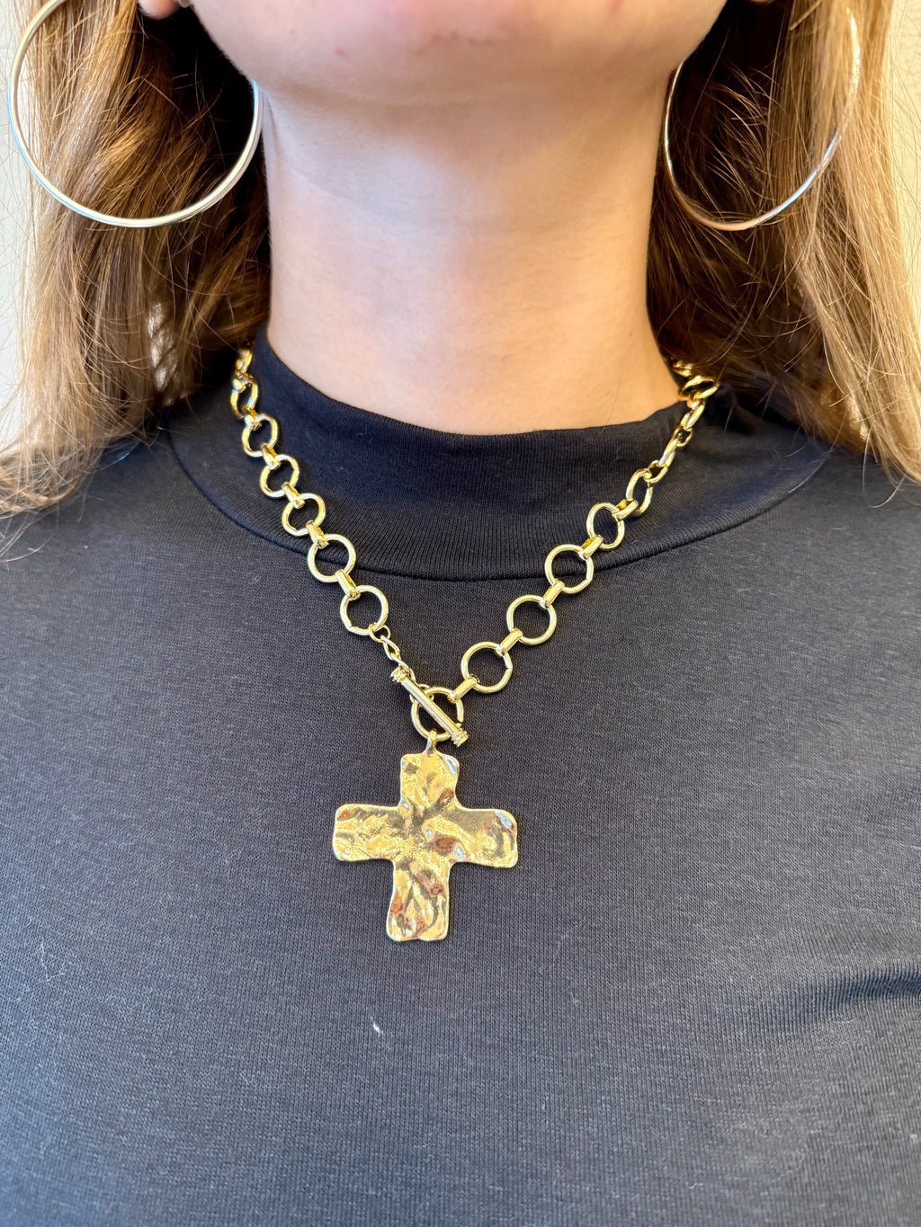 Cross Front Toggle Necklace