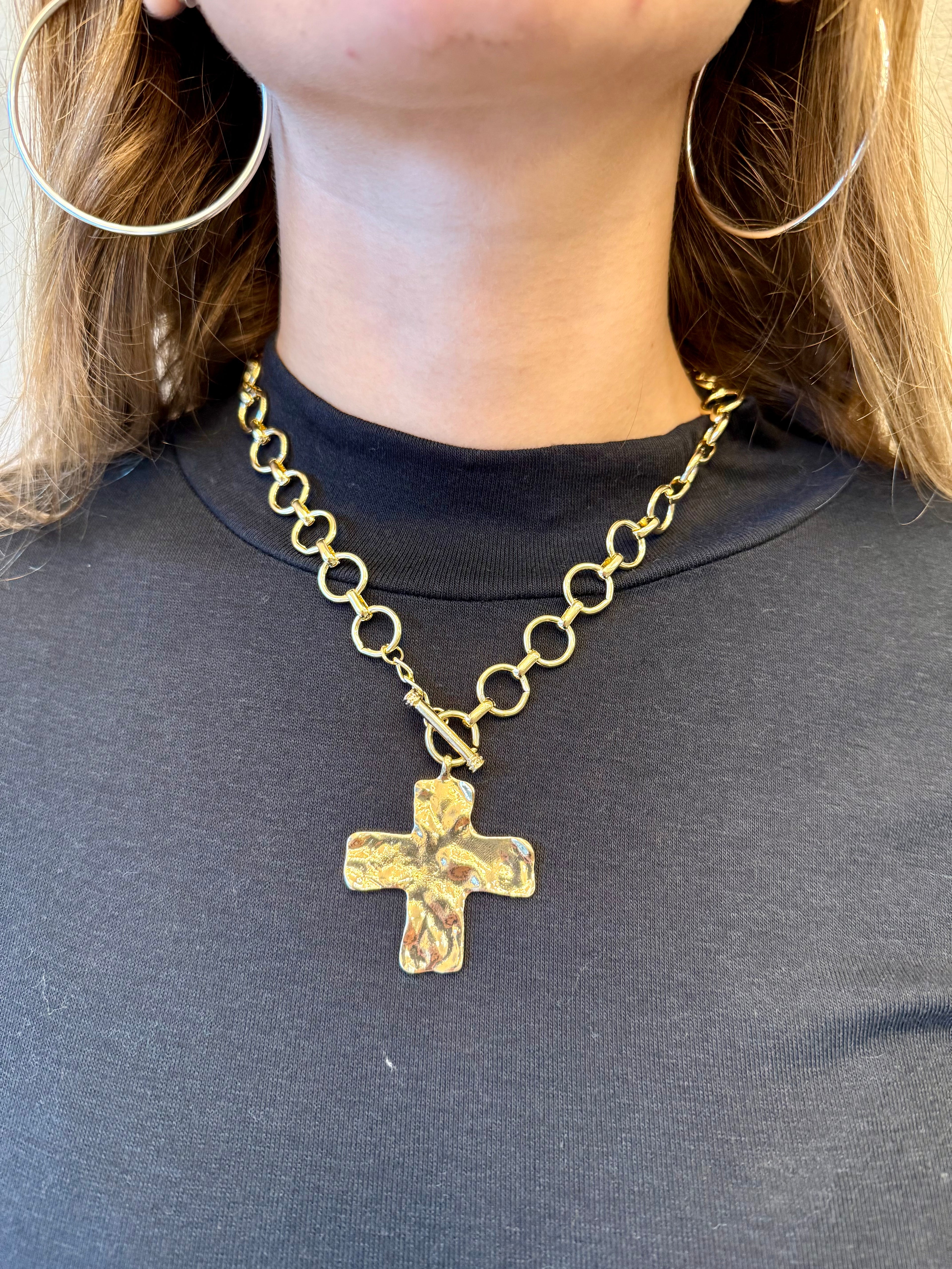 Cross Front Toggle Necklace