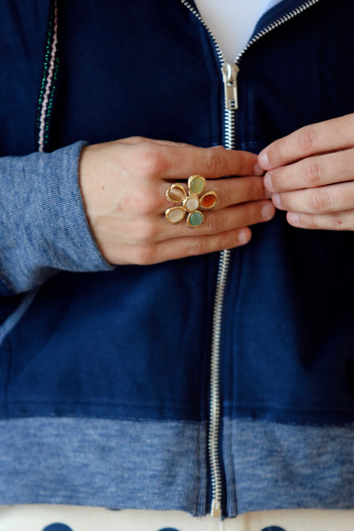 Vintage Stone Floral Ring