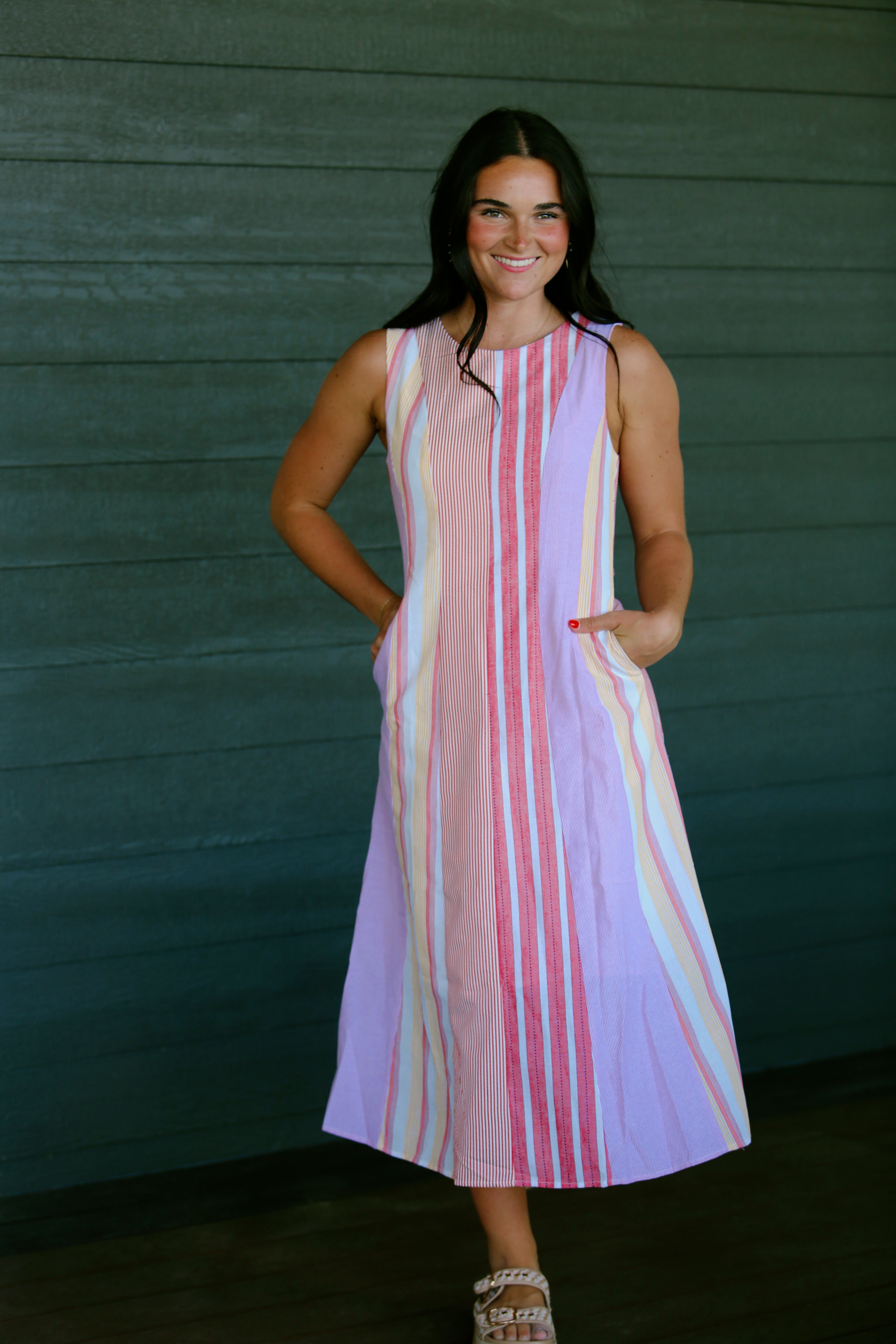 Savanah Stripped Midi Dress